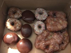 Boston Creme, “Bacon”, Sprinkle, Apple Fritter at Sojo's Donuts in Mesa