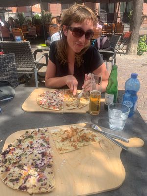 Vegan Flammkuchen (two options available)  at Zekis UniCafé in Heidelberg