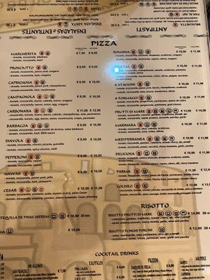 Menu at Coliseo in Benidorm