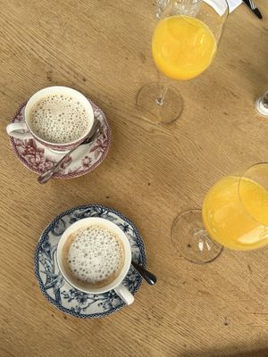 pea milk cappuccino  at Samigo in Zurich