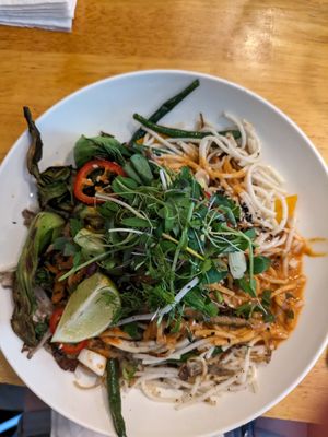 Laksa stir fry at Greenhouse Canteen + Bar in Columbus