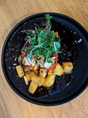 Sticky pineapple polenta at Greenhouse Canteen + Bar in Columbus