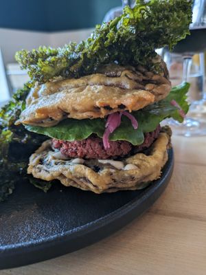Mushroom cheesburger at Greenhouse Canteen + Bar in Columbus