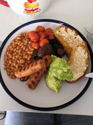 Lovely filling vegan cooked breakfast.  at Duckies Cafe in Hayle