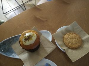 Orange and cardamon muffin (left) and biscotti (right) at TÈCO in Palermo