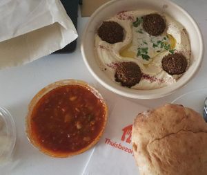Hummus falafel bowl & Matbucha   at Levantini in Maastricht