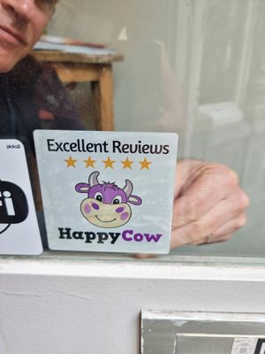 Gave a Happy Cow sticker which was immediately put up! at Levantini in Maastricht