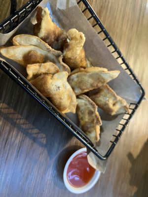 Fried dumplings - tastes store bought 😔  at Leaf Corner 慈素 - Tai Seng in Central Singapore