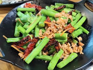 fried french beans  at Leaf Corner 慈素 - Tai Seng in Central Singapore