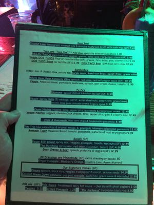 Special diet menu￼ at The Honu in Dunedin