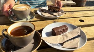 vegan snickers and brownie at Lucy's in Ardfern