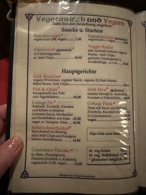 Menu 2  at O'Toole's Schmiede in Nuremberg