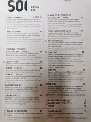 Menu (17th of August) at Swanky Monkey Garden in Zagreb