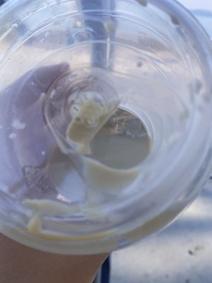 Can’t see it very well but coagulation at the bottom of the cup at Split Coffee Roasters in Split