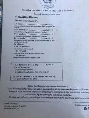 Menu at Michel MaBelle in Bordeaux