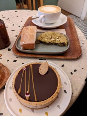 Chocolate caramel cake at Michel MaBelle in Bordeaux