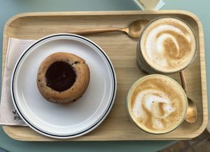 Oat cappuccino and cupcake  at Michel MaBelle in Bordeaux