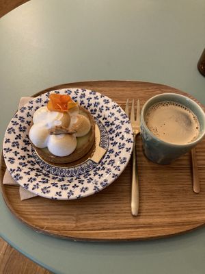 Afternoon coffee and lemon tarte  at Michel MaBelle in Bordeaux