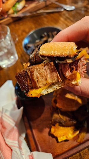 Close up of vegan Philly cheese steak at Brooklyn Organic Kitchen in Mahopac