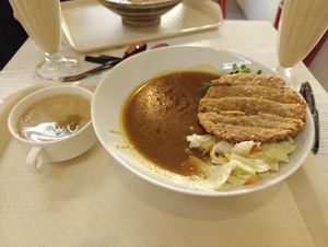 Japanese curry with golden steak and miso soup #Veganuary at The Vegan Plate in Tainan