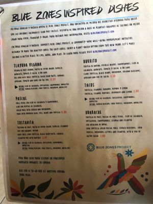 Vegan menu at Culturas Hidalgo y Oaxaca Restaurant in Salinas