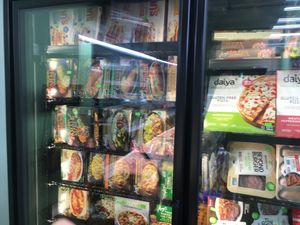 Vegan section of freezer at Flavors NYC in New York City