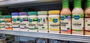 Nice selection of follow your heart dressings and mayonnaise. at Flavors NYC in New York City