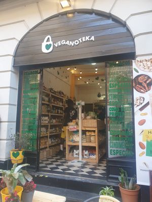 Front store at Dietetica Veganoteka in Buenos Aires