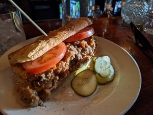 Roasted beet baguette at Cloak & Dagger in Cleveland