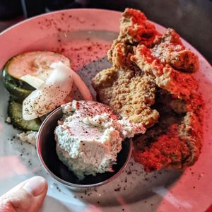 Fried hot chicken at Cloak & Dagger in Cleveland
