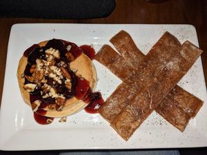 Drunken pancakes and bacon at Cloak & Dagger in Cleveland