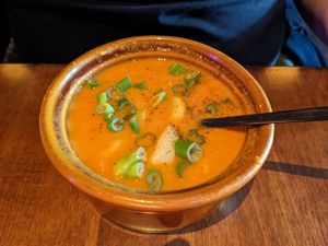 Jeanette (Hungarian paprikash soup with dumplings) at Cloak & Dagger in Cleveland