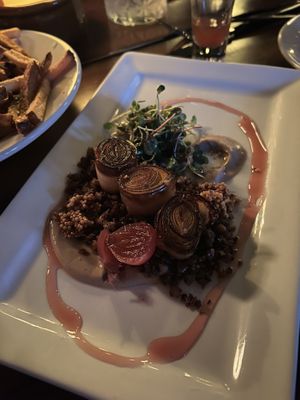 Confit Leeks  #Veganuary at Cloak & Dagger in Cleveland