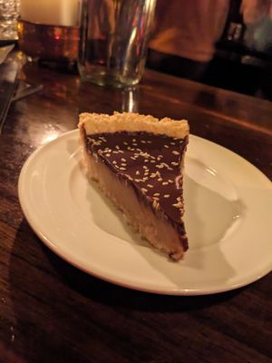 Chocolate coconut tahini pie at Cloak & Dagger in Cleveland