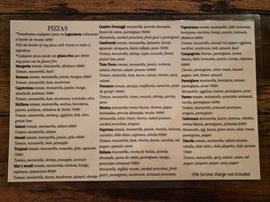 Pizza menu.  at La Leyenda de L'Antico Forno in Puerto Viejo De Talamanca