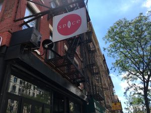 Sign in front at Spice in New York City