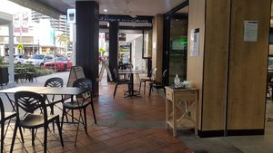 outside tables at Urban Eatery & Cafe in Broadbeach