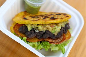 Frijoles y Papas Arepa at Planted PDX in Portland
