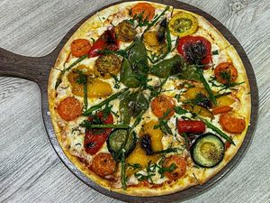 Vegan pizza at Just Vegan - Marina Walk Pearl in Dubai