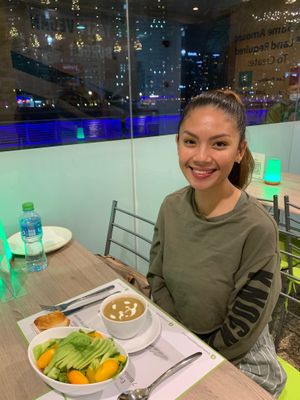 I’m very picky when it comes to soup but their mushroom soup is the best and especially when you dip the bread in it.  at Just Vegan - Marina Walk Pearl in Dubai