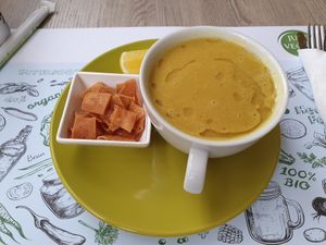 Lentils soup at Just Vegan - Marina Walk Pearl in Dubai