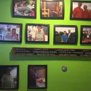 a wall of their farmers. great community  at Maggie's in Lincoln