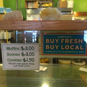 so many vegan and GF baked delights! and sometimes they have half off prices for day olds at Maggie's in Lincoln