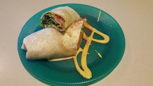 We got the avocado melt,  no cheese with the Vegan sauce. Delicious!  at Maggie's in Lincoln