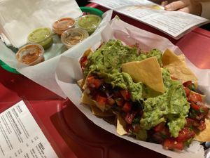 Chips, salsa, and guacamole at Nick's Crispy Tacos in San Francisco