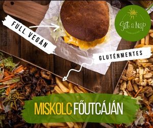 Their advertisement at Süt a Nap Vegán Bisztró in Miskolc