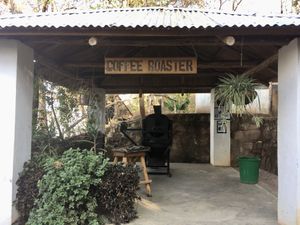 On site coffee roaster supporting local farmers at The Mushroom Farm in Livingstonia