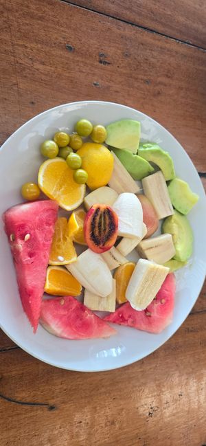 Fruit plate at The Mushroom Farm in Livingstonia