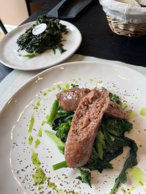 Sausage al forno with greens  at efrem in Turin