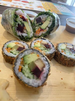 Vegan salad roll and fried rolls  at Yuzu Sushi in Bathurst